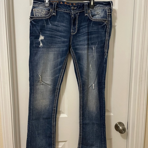 Rock Revival Denim - Rock Revival Sukey Blue Distressed Women Jeans